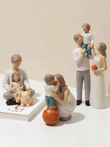 1pc Small Family Theme Resin Figurine Decor Craft, Suitable For Bookshelf, Desk, Living Room And Bedroom, Perfect For Wedding Art Decor, Mother's Day Gift, Birthday Gift, Graduation Gift, Etc. - A Family Of Three - View 1