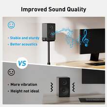 PERLECARE 2Pcs Universal Speaker Stands For Surround Sound -Height Adjustable Extend 33.3"To 45.1", Floor Speaker Stand For Satellite & Studio & Bookshelf Speakers Up To 11LBS, Black - 黑色 - 查看 7