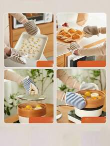 1 chiếc găng tay chịu nhiệt dùng cho lò vi sóng, chất liệu cotton dày dặn cách nhiệt, dụng cụ nhà bếp dùng để nấu nướng. - Xem 6