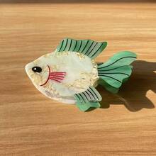 Neue Ozean-Serie Kissing Fish geformte Azetat Haarklammer, Haarklammer Haarspange Haraccessoires für Frauen - Verschiedenfarbig - Übersicht 18