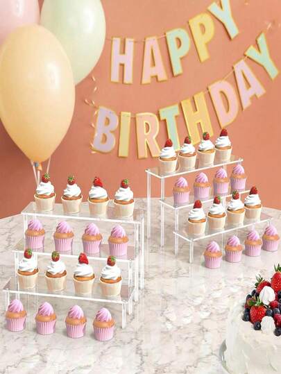 1/2pcs 3-Layer Plexiglass Perfume Display Rack, Transparent Cup Cake Rack, Large Display Rack Bracket, Party Dessert Rack, Decorative Storage Display Rack, Suitable For Baby Parties