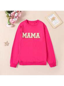 Mommy And Me Matching Outfits Christmas/Halloween Sweatshirts Family Matching Xmas Clothes Long Sleeve Crewneck Mama/Mini Letter Print Sweatshirts Pullover Tops Winter Fall Clothes - 粉色 - 查看 7