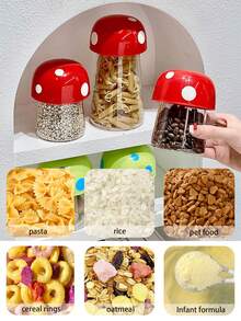 1pc Mushroom Biscuit Candy Jar,Clear Plastic Jars,Mushroom Jar,Storage Jar,Cute Candy Jar Works Well For Treat Packaging, Party Favors,Or A Small Present Container,Offering A Charming Way To Share Biscuit,Snacks - Multicolor - View 9