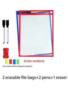 BELLKIDS 6/12 Transparent Double-Sided Erasable Dry Erase Bags With 8-Color Pens, Hanging Writing File Bags, Colored Graffiti And Painting Bags, PVC Storage Bags, Interactive Props, Perfect For Classrooms, Families, Student Stationery, And Teaching Tools. - Multicolor - View 19