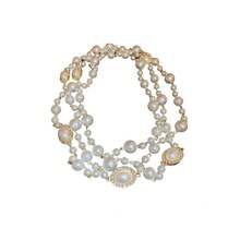 Women's Clothing Chain - Diamond-encrusted Oval Pearl Necklace - View 8