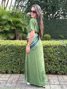 Women's Elegant And Comfortable Wrap Dress - Campaign - 綠色 - 查看 3