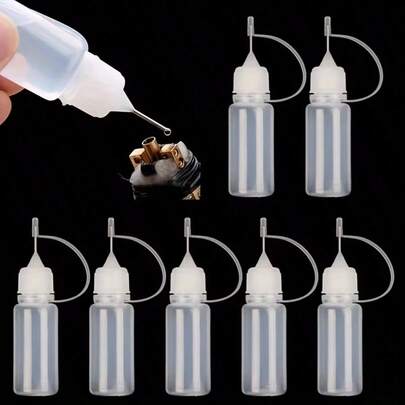 10pcs 10ML Plastic Craft Tools | Glue Applicator Needle Tips Squeeze Dispenser, Suitable For Storing Paint, Paper Glue, Ink, Liquid Used In Quilting Crafts