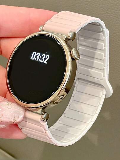 Dây đeo đồng hồ silicon từ tính màu hồng ánh sao thời trang, tương thích với Samsung Galaxy Watch 8 7 FE 6 5 4 40mm 44mm, 6 Classic 43mm 47mm, 5 Pro 45mm, 4 Classic 42mm 46mm. Dây đeo từ tính bền chắc, có thể thay thế, dành cho cả nam và nữ, kích thước 18mm 20mm 22mm.