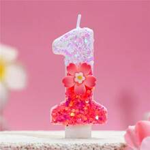 1pc Pink Number Birthday Candle, Sparkling Color Block Flower & Number Birthday Candle, Cake Decor, Creates Romantic Atmosphere, Handmade DIY Adult Ceremony Candle, Suitable For School Opening, Valentine's Day, Princess Birthday Party, Graduation Party - Birthday Candle Number - View 14