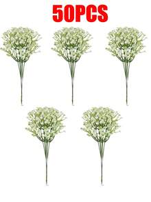 5400朵/180枝仿真满天星花，白色逼真仿真满天星花，质感栩栩如生，适用于婚礼、派对、家居及花园装饰，手工仿真花束，适用于室内外庭院花园装饰，白色仿真满天星花，白色满天星 - 29厘米，塑料材质，白色仿真花 - 白色 - 查看 14