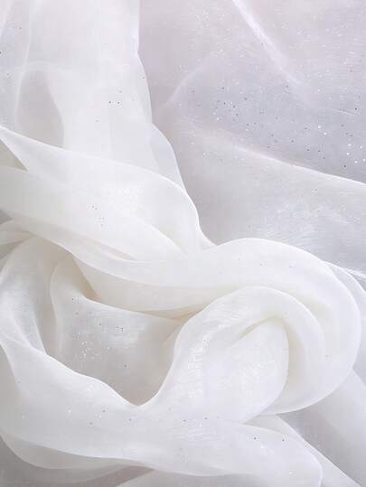 1pc Starry White Organza Fabric, Pre-Cut Dress Fabric For Wedding Party Gown DIY