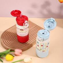 Customized Text Logo Kitten Cup, High-Quality Insulated Straw Cup, Cute Printed Stainless Steel Vacuum Flask, Long-Lasting Thermal Insulation, Spill-Proof, Scratch-Resistant, Large Capacity, Suitable For Children - Multicolor - View 7