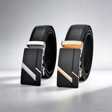 Thắt lưng khóa tự động hiện đại dành cho nam, thắt lưng hợp kim thời trang, thắt lưng công sở thường ngày. - Ruy băng hai màu - Xem 3