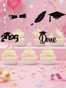 Bộ 12 phụ kiện trang trí bánh cupcake chủ đề tốt nghiệp năm 2026 lấp lánh, lý tưởng cho bữa tiệc tốt nghiệp năm 2026. Những phụ kiện trang trí bánh cupcake mini này rất phù hợp để trang trí bánh cupcake tốt nghiệp, làm vật trang trí trung tâm cho bữa tiệc và thêm điểm nhấn lễ hội cho các buổi lễ tại nhà - Không thể thiếu cho bữa tiệc tốt nghiệp năm 2026. - K - Xem 2