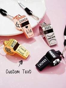 Custom-Engraved Whistles With Lanyards, Personalized Referee Gifts, Sports Gifts For Coaches, Football Team Whistles, And Appreciation Gifts. - Multicolor - View 1