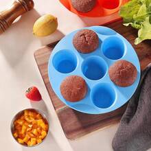 7-Cup Muffin Baking Pan For Air Fryer, Non-Stick Cupcake Mold, Round Pudding Baking Tray, Baking Tools - Multicolor - View 3