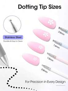 1 chiếc bút bi 4 trong 1 dùng để chấm móng nghệ thuật, có thước kẻ và đầu bút bấm, thích hợp cho vẽ tranh, điêu khắc, làm móng đính đá và sử dụng tại các tiệm nail. - Nhiều màu - Xem 5