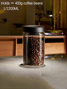 1个带密封盖的玻璃真空咖啡罐，硼硅酸盐玻璃真空密封储物罐，适用于存放咖啡豆、咖啡粉、茶叶、香料、坚果、饼干、谷物和糖，咖啡吧配件，带真空密封套装 - 透明 - 查看 14