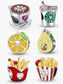 1pc Fashion Fried Chicken & French Fries Pendant, Suitable For Women Bracelet/Bangle DIY Jewelry Making And Daily Outfit Decoration, Ideal Gift For Girls - Silver - View 12