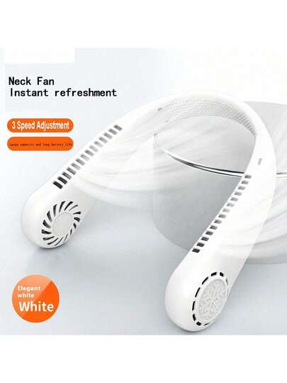 1个可充电便携式颈挂风扇 - 无叶个人风扇，适用于户外运动 - 解放双手的降温解决方案风扇，迷你颈挂便携式无叶风扇，USB充电，可充电无叶吊扇，空气冷却器，可穿戴颈带风扇