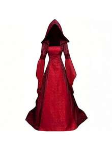 Luxury Witch Dress For Women Halloween Cosplay Costume Vintage Embroidery Gothic Renaissance Style - Green - View 6