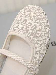 Nuove scarpe piatte da principessa in maglia bianca traforata con suola morbida per ragazze - Bianco - Visualizzare 6