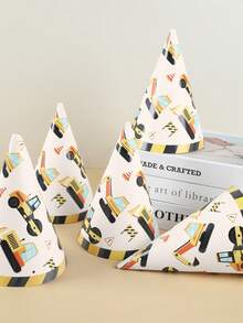 6 piezas Sombreros de papel con patrón de vehículos de construcción, sombreros de fiesta con tema de construcción, sombreros de cumpleaños con tema de construcción, decoraciones de fiesta de cumpleaños, accesorios de fiesta de celebración, decoración de baby shower, fiesta de cumpleaños, decoraciones de fiesta de cumpleaños con tema de construcción, suministros de fiesta de cumpleaños, accesorios de foto de fiesta de cumpleaños, decoraciones de cumpleaños, regalos de cumpleaños, recuerdos de fiesta - vehículo de ingeniería - Ver 9