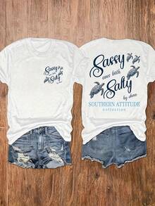 Women'S Casual Short Sleeve T-Shirt - "Salty Like Me" Sea Turtle Graphic Print, Vibrant Red Relaxed Fit Round Neck Top, Medium Stretch Machine Washable All-Season Beach Vacation & Casual Attire, Summer Clothing, Notch Detail Shirt, Comfortable FabricLoose Fit Benito Bowl,Big Game, Football Fast Delivery Women'S Casual And Stylish Short-Sleeved Printed Shirt/T-Shirt, Breathable, Suitable For Outdoor Sports, Everyday Wear, Birthday Gifts, Christmas Gifts, Halloween Gifts, Or As A Commemorative Shirt For Friends Or Loved Ones. Also Suitable As A Pullover - trắng - Xem 12