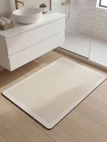 1pc Multi-Purpose Water Absorbent Mat, Minimalist Fine Striped Bathroom Floor Mat, Bathroom Rug, Doormat, Small Carpet, Washable Carpet - Multicolor - View 2