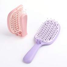 1pc DailyGard Foldable Self-Cleaning Hair Brush | One-Pull Hair Removal, Smooth Without Pulling, Convenient Foldable Design, Dry & Wet Use, Suitable For Straight & Curly Hair, ABS Plastic Handle, Nylon Bristles - Pink-1Pc - View 11