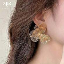 2pcs Elegant Chic Style Gold Flower Stud Earrings, Suitable For Women's Daily, Date, Party, Festival, Gift, Banquet Jewelry Matchingaretes De Mujer,Western Jewelry,Y2k,Earrings For Women,Gold Jewelry,Silver Jewelry,Jewelry Women,Easter,Summer - 金子 - 查看 6