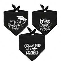 1 pieza Pañuelo para mascotas negro, Pañuelo para mascotas de temporada de graduación "MI MAMÁ SE GRADUÓ", Babero de pañuelo de clase de 2026 para mascotas, regalo de graduación perfecto para amantes de los perros - Negro - Ver 3