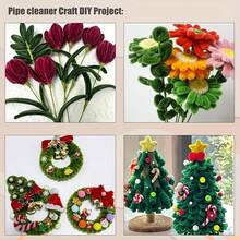 300支绿色管道清洁棒套装，11.8英寸软质管道清洁棒，三种不同深浅的绿色，天鹅绒材质，DIY天鹅绒清洁棒，工艺材料，适用于各种艺术和手工项目 - 彩色 - 查看 7