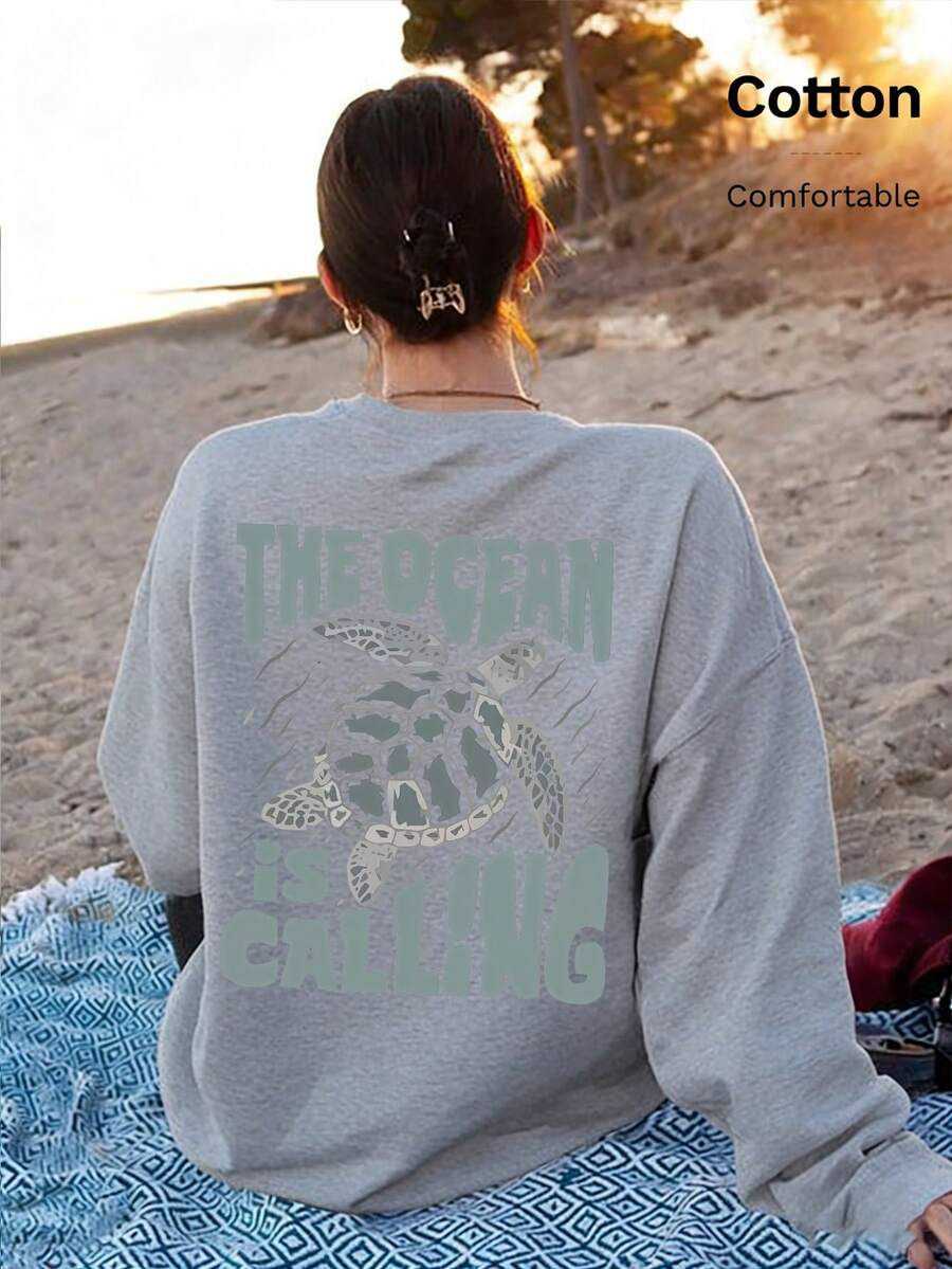 海洋呼喚烏龜圖案保暖抓絨內襯服飾，女款圓領寬鬆衛衣，秋冬棉質上衣，針織衫，K-Pop戰士系列，女款衛衣，女款運動套裝，冬季女裝，女款抓絨外套，長袖上衣，女款街頭服飾，女款運動服飾，女舒適款街頭風格，春季，柔軟款街頭風格，春季，柔軟款禦寒服飾，女款衛衣，男女同款，中性款式，情侶套裝，日常休閒/學院風造型，女款街頭服飾，大尺碼女裝，嘉年華服裝，冬季女裝，家庭聚會，春假度假，春季、夏季、情人節、狂歡節、派對、海灘、婚禮、健身房、優雅、度假、休閒， - 花灰色 - 查看 1