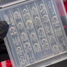 1 pieza Molde de arte de uñas 3D con patrón floral, marco con alas, castillo y ángel de estilo vintage, plantilla de decoración de uñas de silicona transparente - transparente - Ver 12