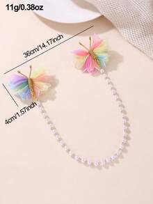 1pc Colorful Butterfly & Faux Pearl Tassel Chain Hair Clip, Fashion Hair Accessory For Girls, Suitable For Daily Wear, Spring/Summer, Party (Butterfly Color Random) - Multicolor - View 7