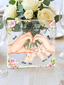 Tấm bảng vuông bằng acrylic khắc tên theo yêu cầu, hình ảnh gia đình nắm tay nhau, món quà lưu niệm độc đáo dành tặng mẹ, bố, bà, ông, quà tặng nhân Ngày của Mẹ, Ngày của Cha, sinh nhật, kỷ niệm. - Nhiều màu - Xem 8