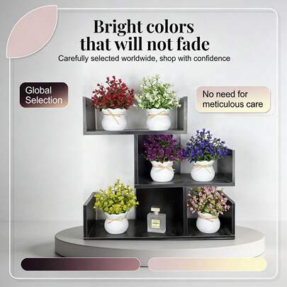 Doraeyun 1/6pcs Globally Curated Potted Artificial Plants, Plastic Decorative Plants, No Need For Meticulous Care, Vibrant Colors, Non-Fading, High-Quality Plastic Material, Suitable For Home Decor, Office Decor, Desk Placement And Decoration, Farmhouse Style Room Decor, Entrance Decoration, Plastic Fake Flowers And Plants, Suitable For Birthday, Graduation, Wedding, Mother's Day, Arbor Day, Holiday Parties.