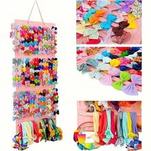 Caixa Organizadora Dobrável para Acessórios de Cabelo (1 unidade) - Bolsa Organizadora de Parede com Vários Compartimentos, Ideal para Guardar Presilhas, Tiaras e Laços. Organizadora e prática para sua casa. Ganchos para Presilhas de Cabelo. Bolsa de grande capacidade para pendurar acessórios de cabelo, perfeita para meninas e mulheres. Ajuda a manter sua coleção organizada e evita que os acessórios se percam ou se enrolem. Durável e compacta, comporta 18 estilos diferentes. - Multicolorido - Ver 3