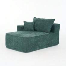 Chaise longue sin montaje – Sofá cómodo y suave con cojines incluidos y bolsillos laterales. - Verde - Ver 12