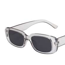 Small-Frame, Simple Square Punk Fashion Small-Frame Show Glasses, Cute White Frame, Aesthetic Narrow Shades Makeup & Live Stream - 白框灰片 - 查看 3