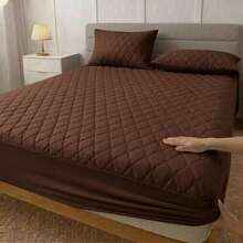 Waterproof Quilted Mattress Protector Cover With Elastic – Single, Double, Queen And King – Pillowcases Not Included - 鏽棕色 - 查看 2