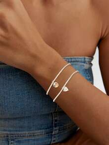 1条S925纯银花椰菜链手链，简约星空宝石链手链，适合女性和女孩，新娘日常佩戴礼物 - 銀色 - 查看 1