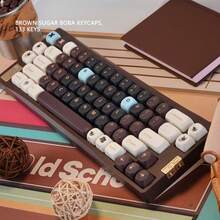 Cute Brown Sugar Bubble Keycaps, 5-Sided Sublimation, Suitable For Mechanical Keyboards - View 5