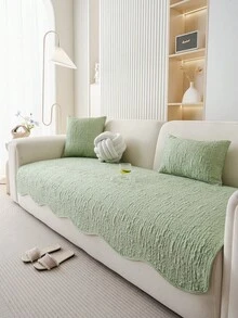 1pc Solid Color Irregular Ice Silk Sofa Cushion Cover, Modern Minimalist Sofa Slipcover, Breathable Sofa Cover, Summer Style, Pilling Resistant, Wrinkle Resistant, Anti-Slip, Anti-Dust, Protect Sofa, Machine Washable, Non-Deformation, Fade Resistant, Durable, Anti-Pet Scratch, Sofa Makeover, Sofa Decor, Enhance Ambiance, Fit 1-4 Seater, L-Shaped Sofa - Green - View 5