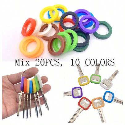 Medvang Bộ 20 chiếc bọc chìa khóa bằng cao su mềm nhiều màu sắc, chống trượt, 10 màu sắc khác nhau, quà tặng nhận diện chìa khóa cho mẹ, bố, nhân dịp tốt nghiệp và giáo viên.