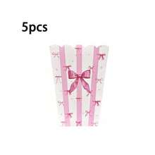 20/10/5pcs Pink Bow Popcorn Box Striped Paper Bags, Party Bags, Candy Boxes, Excellent For Themed Celebrations, Party Decorations | Elegant Party Boxes | Decorative Popcorn Boxes, Bow Decor - Bow Popcorn Box - View 9