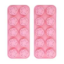 Khuôn silicon hình hoa hồng 10 ô, thích hợp làm sô cô la, nến, xà phòng, đá viên, chịu nhiệt và lạnh (-40°F đến 446°F), 2 khuôn nướng, dễ dàng lấy ra và vệ sinh. - Nhiều màu - Xem 11