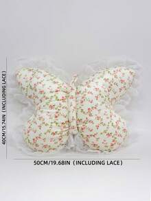 1 chiếc gối trang trí hình bướm phong cách đồng quê Pháp, viền ren, mềm mại và thoải mái, thích hợp cho ký túc xá, phòng khách, bệ cửa sổ, trang trí phòng ngủ, màu hồng. - Hồng - Xem 3