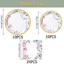 Bộ đồ dùng ăn uống dùng một lần họa tiết hoa đỏ và vàng kim, đĩa tiệc 7/9 inch, đĩa giấy, cốc, khăn ăn dùng một lần, thích hợp cho các dịp lễ, đám cưới, lễ đính hôn, sinh nhật, tiệc tùng, lễ kỷ niệm. - Nhiều màu - Xem 11